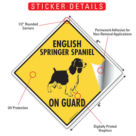 English Springer Spaniel On Guard Dog Signs or Sticker - 0