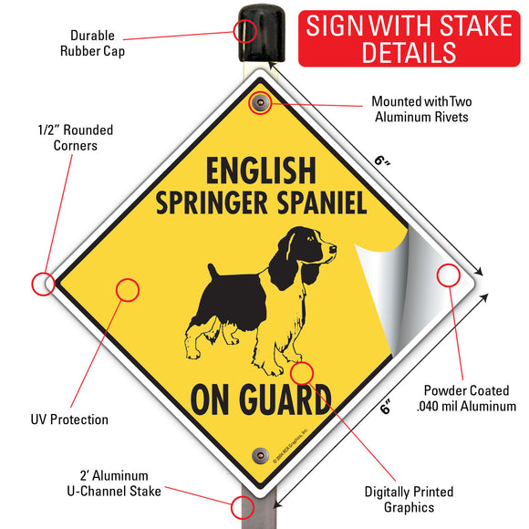 English Springer Spaniel On Guard Dog Signs or Sticker