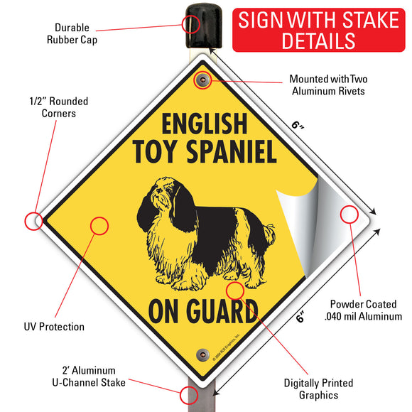 English Toy Spaniel On Guard Signs or Sticker