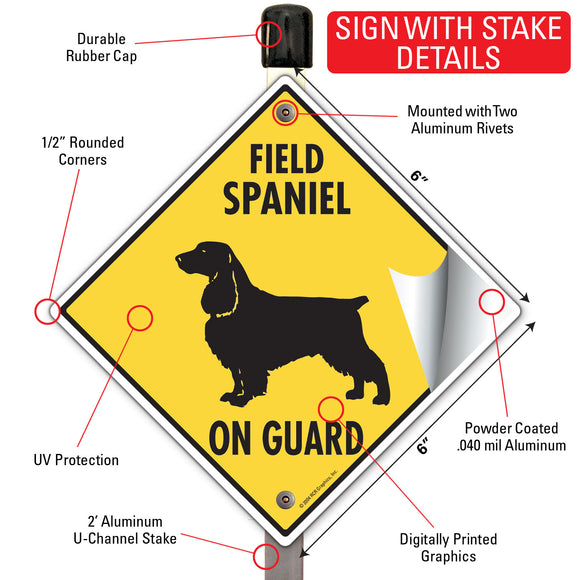 Field Spaniel On Guard Dog Signs or Sticker