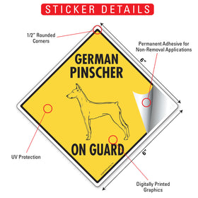 German Pinscher On Guard Dog Signs or Sticker - 0