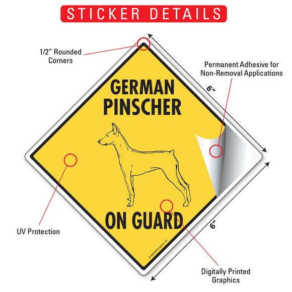 German Pinscher On Guard Dog Signs or Sticker