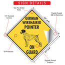 German Wirehaired Pointer On Guard Dog Signs or Sticker-3
