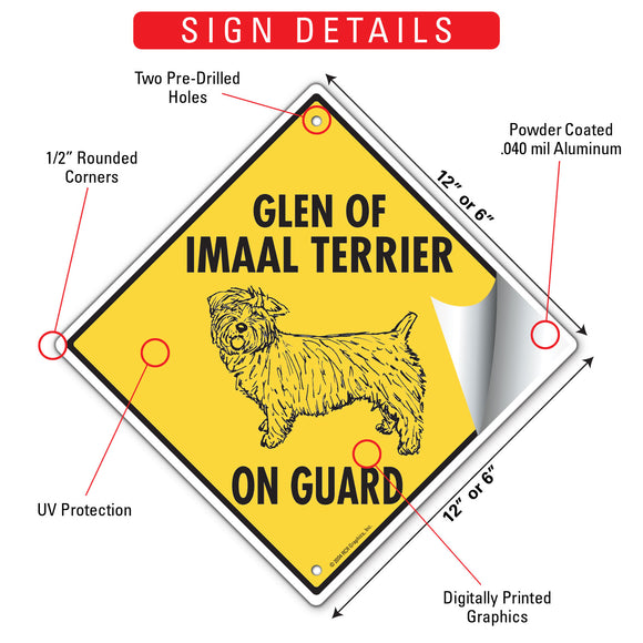 Glen of Imaal Terrier On Guard Dog Signs or Sticker