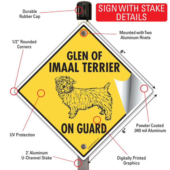 Glen of Imaal Terrier On Guard Dog Signs or Sticker