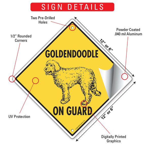 Goldendoodle On Guard Dog Signs or Sticker