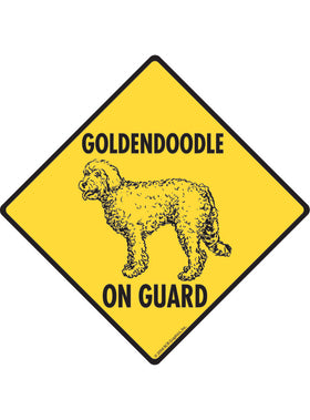 Goldendoodle On Guard Sign or Sticker