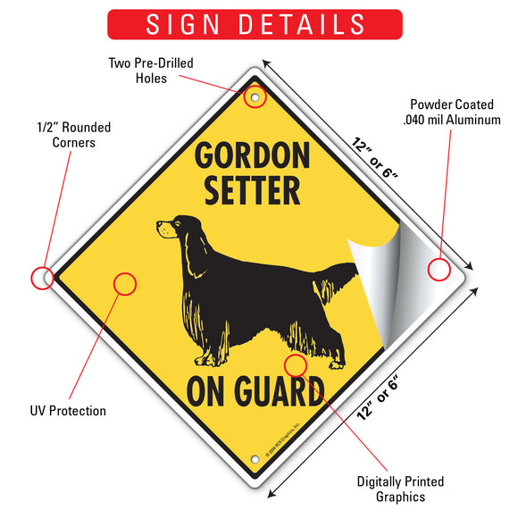 Gordon Setter On Guard Dog Signs or Sticker