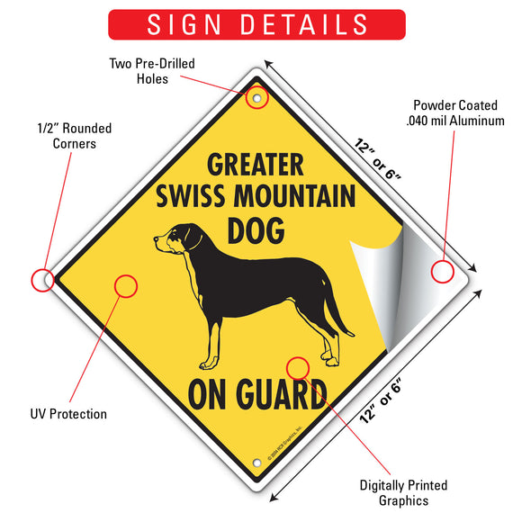 Greater Swiss Mountain Dog On Guard Signs or Sticker