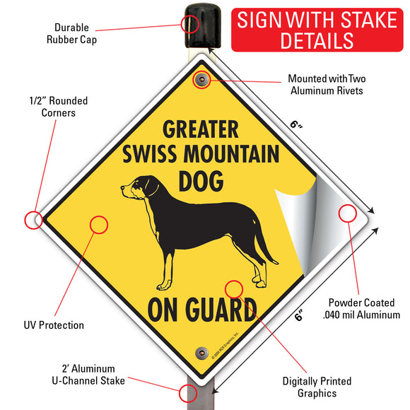 Greater Swiss Mountain Dog On Guard Signs or Sticker
