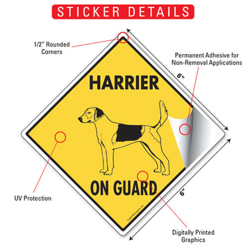 Harrier On Guard Dog Aluminum Sign or Vinyl Sticker - Weatherproof Yard - 0