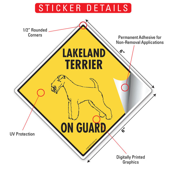 Lakeland Terrier On Guard Dog Signs or Sticker