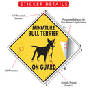 Miniature Bull Terrier On Guard Dog Signs or Sticker-2