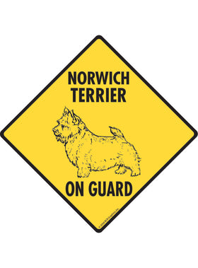 Norwich Terrier On Guard Sign or Sticker