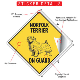 Norfolk Terrier On Guard Dog Signs or Sticker - 0