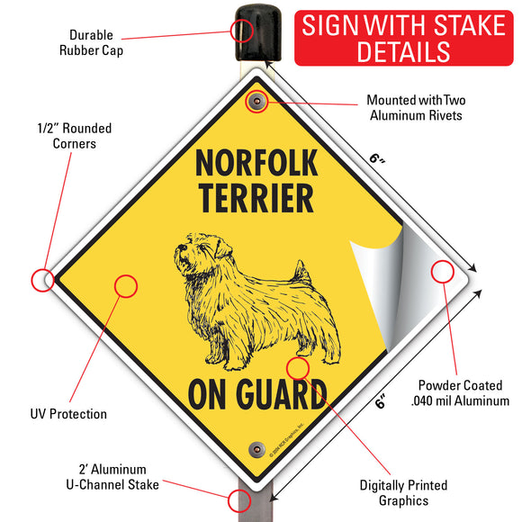 Norfolk Terrier On Guard Dog Signs or Sticker