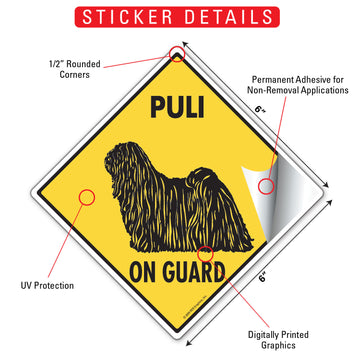 Puli On Guard Dog Aluminum Sign or Vinyl Sticker - Weatherproof Yard - 0