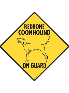 Redbone Coonhound On Guard Sign or Sticker