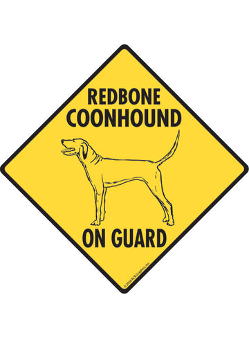 Redbone Coonhound On Guard Sign or Sticker