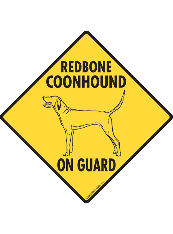 Redbone Coonhound On Guard Sign or Sticker
