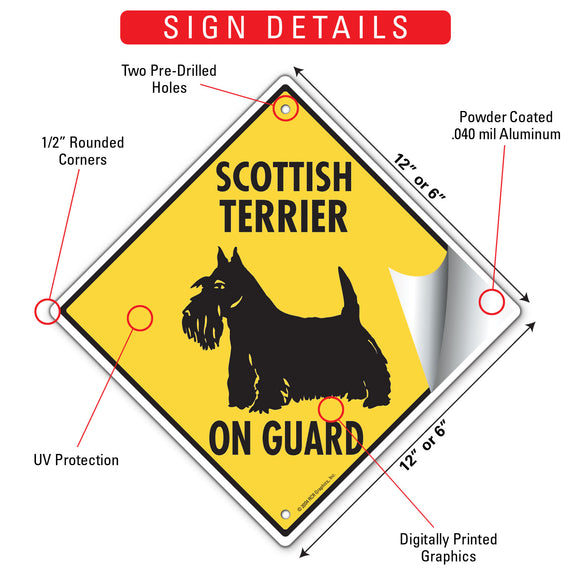 Scottish Terrier On Guard Dog Signs or Sticker