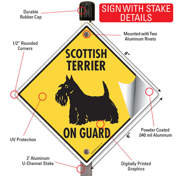 Scottish Terrier On Guard Dog Signs or Sticker