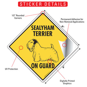 Sealyham Terrier On Guard Dog Signs or Sticker - 0