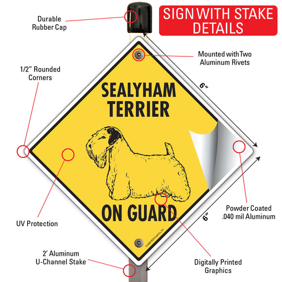 Sealyham Terrier On Guard Dog Signs or Sticker