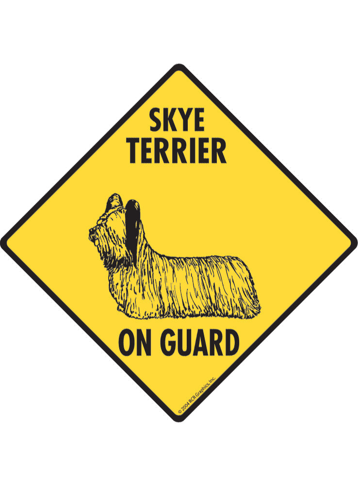 Skye Terrier On Guard Sign or Sticker