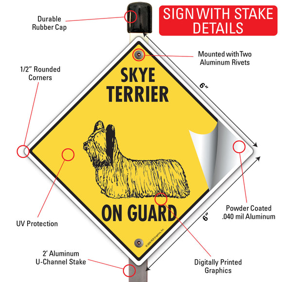Skye Terrier On Guard Dog Signs or Sticker
