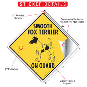 Smooth Fox Terrier On Guard Dog Signs or Sticker - 0