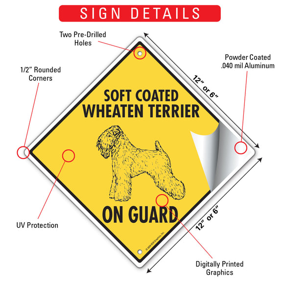 Soft Coated Wheaten Terrier On Guard Signs or Sticker