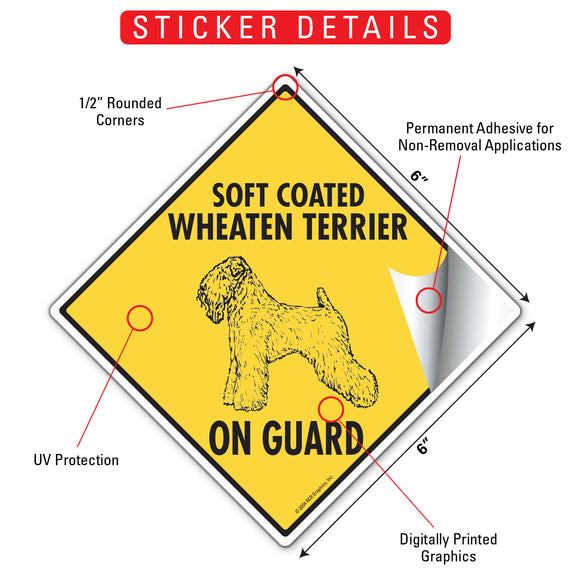 Soft Coated Wheaten Terrier On Guard Signs or Sticker