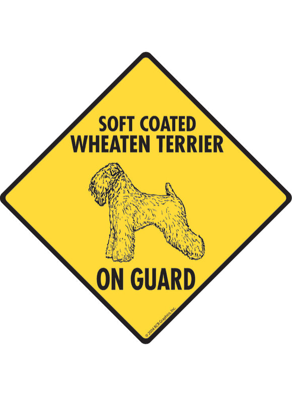 Wheaten Terrier On Guard Sign or Sticker