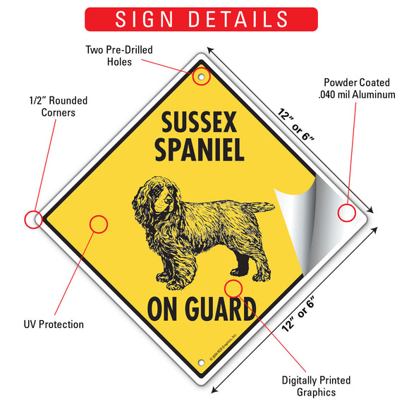 Sussex Spaniel On Guard Dog Signs or Sticker