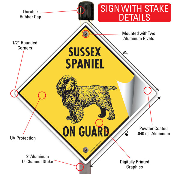 Sussex Spaniel On Guard Dog Signs or Sticker