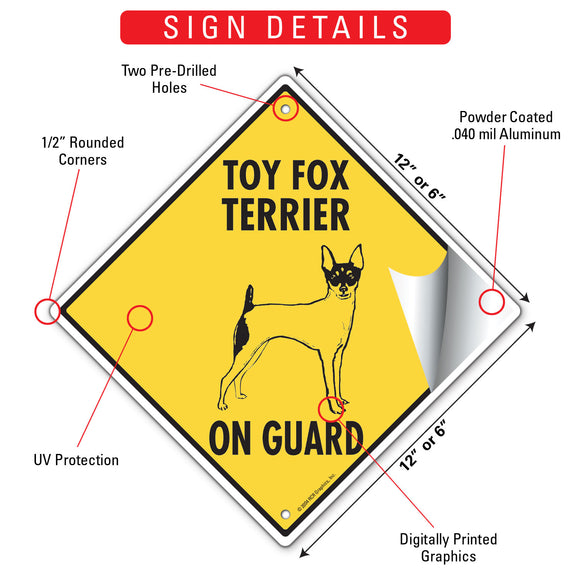 Toy Fox Terrier On Guard Dog Signs or Sticker
