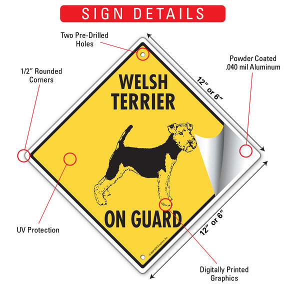 Welsh Terrier On Guard Dog Signs or Sticker
