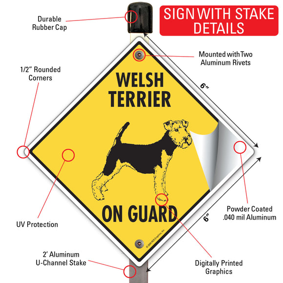 Welsh Terrier On Guard Dog Signs or Sticker