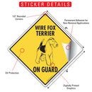Wire Fox Terrier On Guard Dog Signs or Sticker-2