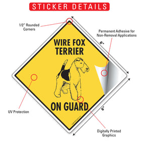 Wire Fox Terrier On Guard Dog Signs or Sticker - 0