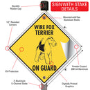 Wire Fox Terrier On Guard Dog Signs or Sticker-4