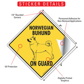 Norwegian Buhund On Guard Dog Signs or Sticker - 0