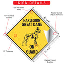 Harlequin Great Dane On Guard Dog Signs or Sticker-3