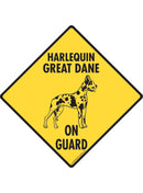 Harlequin Great Dane On Guard Dog Signs or Sticker-1