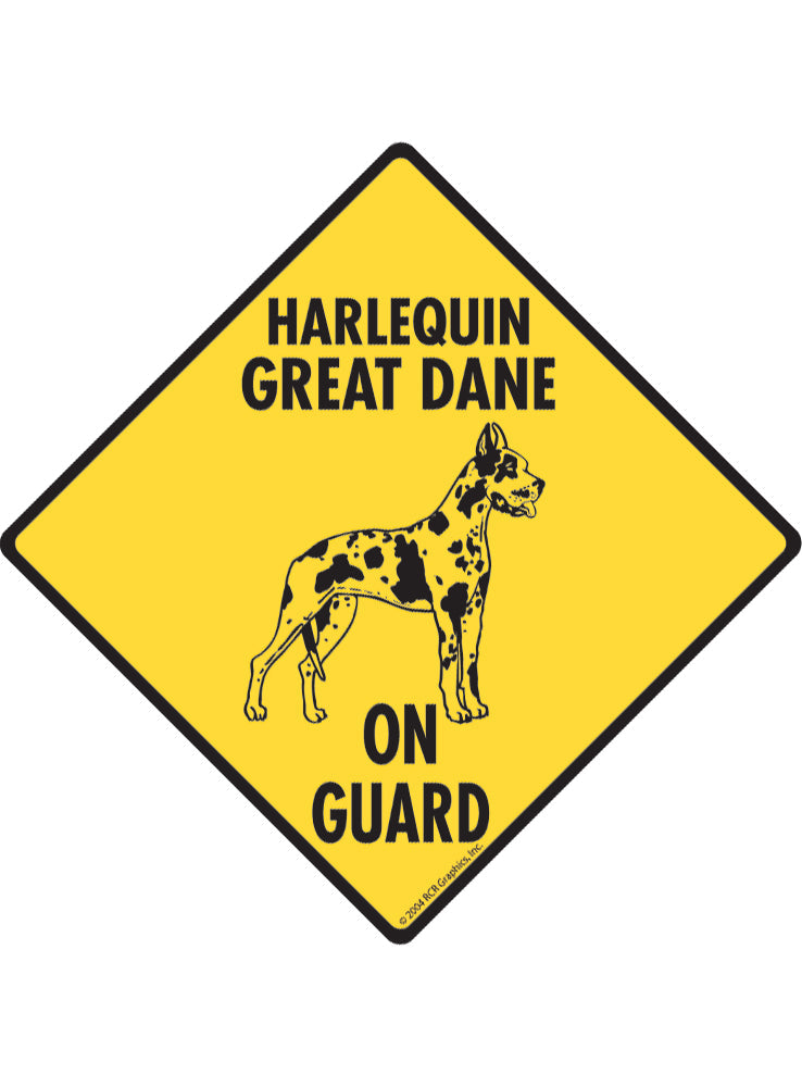 Harlequin Great Dane On Guard Sign or Sticker