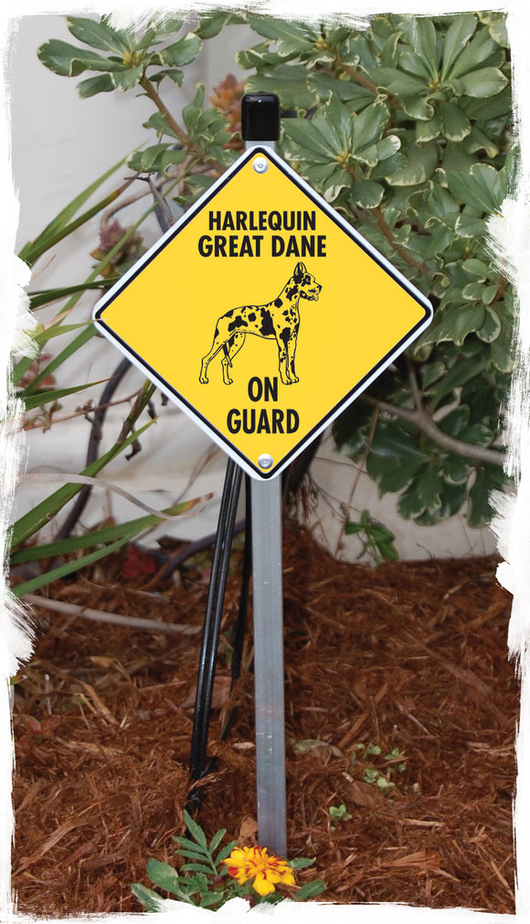 Harlequin Great Dane On Guard Dog Signs or Sticker