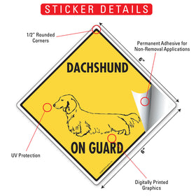Dachshund (Long Hair) On Guard Dog Signs or Sticker - 0