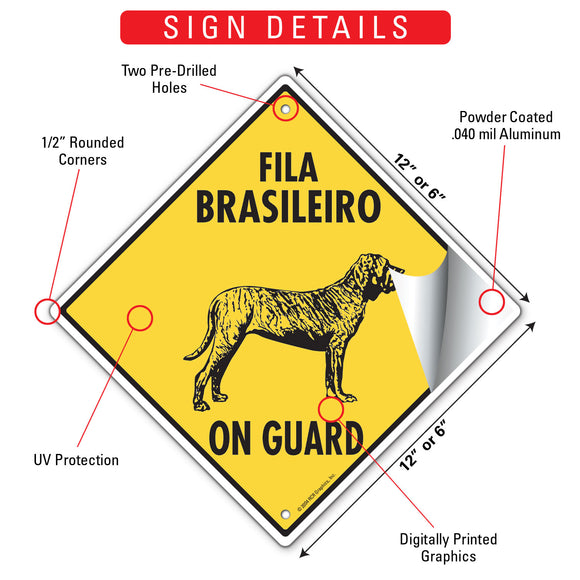 Fila Brasileiro On Guard Dog Signs or Sticker