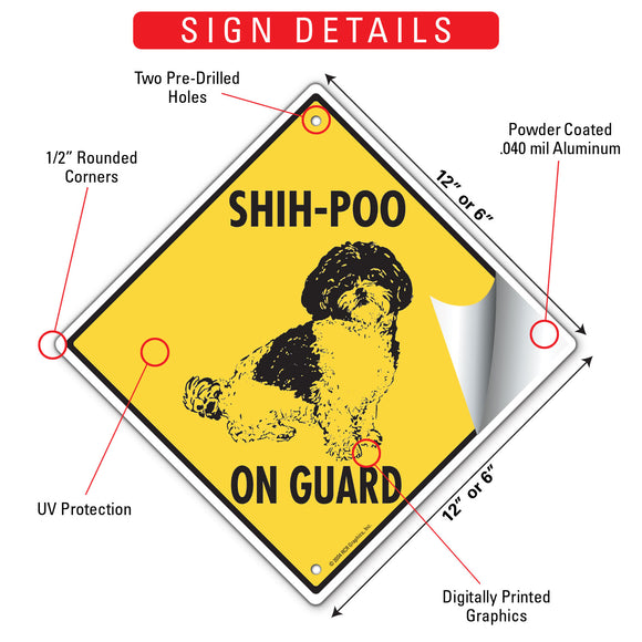 Shih-Poo On Guard Dog Signs or Sticker